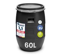 Garronda tanica di plastica da 60 litri, realizzata in HDPE per uso alimentare, adatta come serbatoio acqua per il giardino, contenitore per alimenti, bidone plastica universale GD-0078, Nero