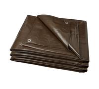 Garronda Telo Impermeabile Esterno, Telone Occhiellato Impermeabile in PP laminato PE per Giardino, Campeggio, Piscina, Copriauto, Barche, Legna GD-0162 (10x15 m, Marrone 200 g/m²)