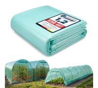 Garronda Telo Serra Trasparente Verde 8 x 8 m Pellicola in Plastica LDPE Stabilizzato UV Copertura Serra Resistente agli Strappi per Tunnel Giardino Orto Protezione Piante GD-0198