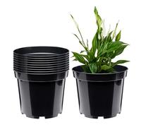 Garronda Vasi per Piante Rotondi in Plastica da Esterno e da Interno per Fiori e Giardini GD-0025 (10 Pezzi - Neri, ⌀ 32,7 cm H 26 cm)