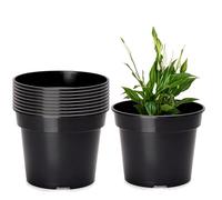 Garronda Vasi per Piante Rotondi in Plastica da Esterno e da Interno per Fiori e Giardini GD-0025 (10 Pezzi - Nero, ⌀ 32 cm H 26 cm)