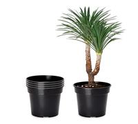 Garronda Vasi per Piante Rotondi in Plastica da Esterno e da Interno per Fiori e Giardini GD-0025 (5 Pezzi - Nero, ⌀ 46 cm H 36 cm)