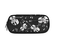Garronmavis Astuccio per matite per bambini con note musicali e violino, con libellula stellata, grande capacità, con squali carini, astuccio resistente, Note musicali Violino, Zaino per la scuola