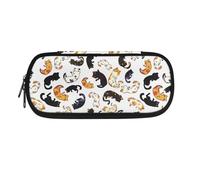 Garronmavis Astuccio per studenti con tartaruga marina, gatto e squalo, astuccio con ampia apertura, scatola per penne a pois colorati, Mini gatto cartone animato, Zaino per la scuola