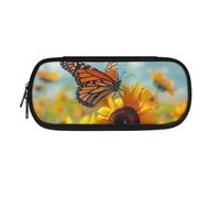 Garronmavis Astuccio per studenti con tartaruga marina, gatto e squalo, astuccio con ampia apertura, scatola per penne a pois colorati, Farfalla girasole., Zaino per la scuola