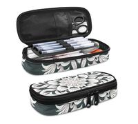 Garronmavis Astuccio portamatite a spirale con motivo a righe pixel, per bambini, con albero, grande capacità, motivo mandala, gattino, resistente, Bohemia Mandala Lotus Flower, Zaino per la scuola