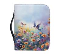 Garronmavis, copertina per Bibbia con acquerello di margherite e colibrì, porta Bibbia con fiori e uccelli, custodie per Bibbia con arte floreale e uccelli per il culto - M