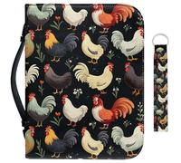 Garronmavis Custodia artistica per ragazze con galli e fiori, borsa biblica artistica con pittura di pollo, con portachiavi con manico tascabile, 2XL