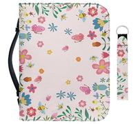 Garronmavis Custodia per Bibbia Boho Farfalla per ragazzi e uomini, borsa per il trasporto della Bibbia, fiori e farfalle, con portachiavi, XL