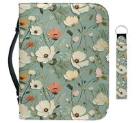Garronmavis Custodia per bibbia con cerniera e fiori ad acquerello, per ragazze, fiori, piante, bibbia, pittura floreale, cordino da polso, portachiavi, XL