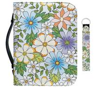 Garronmavis Custodia per il trasporto con motivo floreale e margherite, con portachiavi, per chiesa, L