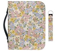 Garronmavis Custodia per il trasporto della Bibbia con fiori e margherite, per ragazzi e uomini, con portachiavi, L