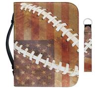 Garronmavis Custodia per la Bibbia con bandiera americana con bandiera americana retrò con cordino da polso, portachiavi e cordino per il 4 luglio, borsa della Bibbia - L