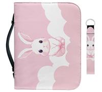 Garronmavis Custodia per la Bibbia con coniglietto in stile cartone animato per ragazze borsa della Bibbia con pittura di animali con portachiavi con manico tascabile - M