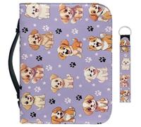 Garronmavis Custodia per la Bibbia per ragazzi e uomini, con scritta "Stars Cute Dog", borsa per il trasporto della Bibbia per gli amanti degli animali domestici, con portachiavi, XL