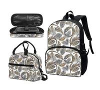 Garronmavis Galaxy Butterfly Set di 3 pezzi, Funky Shark 43,2 cm, contenitore termico per il pranzo per giovani, astuccio multi strato per matite, Pittura A Olio Foglie, Set di zaini per la scuola