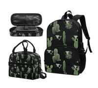 Garronmavis Galaxy Butterfly Set di 3 pezzi, Funky Shark 43,2 cm, contenitore termico per il pranzo per giovani, astuccio multi strato per matite, Triangolo Cactus, Set di zaini per la scuola