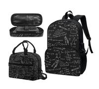 Garronmavis Galaxy Butterfly Set di 3 pezzi, Funky Shark 43,2 cm, contenitore termico per il pranzo per giovani, astuccio multi strato per matite, Formula Matematica, Set di zaini per la scuola