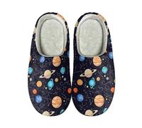 Garronmavis Gradient Graffiti Pantofole da donna a forma di zampa dei cartoni animati invernali calde pantofole natalizie per camera da letto, Pittura Pianeti Costellazione, 37/38 EU
