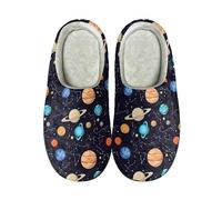 Garronmavis Gradient Graffiti Pantofole da donna a forma di zampa dei cartoni animati invernali calde pantofole natalizie per camera da letto, Pittura Pianeti Costellazione, 37/38 EU