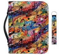 Garronmavis Graffiti Fluid Painting 2 PCS Bibbia Cover per donne, note musicali, Dipinti con cerniera Bibbia Custodia per libri biblici arte astratta - L