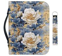 Garronmavis Pois Pine Trees 2 PCS Bibbia Cover gradiente arcobaleno Bibbia Bag Swirl Vortex Bibbia caso cordino portachiavi, Boho Peonia Fiori Pittura, XL-[11.2x8.0in=28.5x20.3cm], moderno