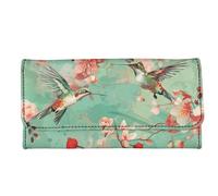 Garronmavis Portafogli Annuale Anello per le Donne Ragazza Cavallo Stripe PU Pochette in Pelle Batik Blu Morpho Girasole Durevole Borsa Lunga, Acquerello Fiore Colibrì, Casual