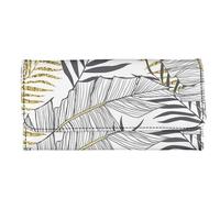 Garronmavis Portafogli con farfalla monarca fiore per donne uomini carino coniglio PU pelle frizione 3D ramo arancione durevole borsa lunga, Schizzo Fronde Piante Dipinti, Casual