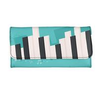 Garronmavis Portafogli con note musicali per donne e uomini girasoli gialli in pelle PU frizione fisica formula durevole borsa lunga, Cartoon note musicali Pianoforti, Casual