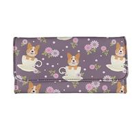 Garronmavis Portafogli Rhombic Horse Stripe per donne uomini rombo cavallo striscia PU pelle frizione cavalli selvaggi durevole borsa lunga, Cartoon Flower Tazza da tè Cani, Casual