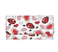 Garronmavis Portafoglio con note musicali per donne e ragazze con righe geometriche in pelle PU pochette mandala ibisco striscia durevole borsa lunga, Disegno a tratteggio di coccinelle Cuori del,