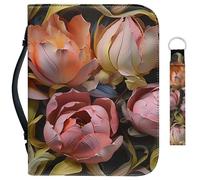 Garronmavis Scultura di carta 2 pezzi custodia per bibbia per ragazza mamma boho fiore Bibbia borsa tote bag arte floreale bibbia accessori - L