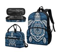 Garronmavis Set di 3 zaini Rock&Roll Skull per ragazze Boston Terrier, spazioso astuccio per il pranzo con gatto tribale, Tartarughe marine artistiche Boho, Set di zaini per la scuola