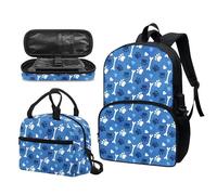 Garronmavis Set di 3 zaini Rock&Roll Skull per ragazze Boston Terrier, spazioso astuccio per il pranzo con gatto tribale, Cartoon Dog Bone Paw, Set di zaini per la scuola