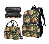 Garronmavis Set di zaini tropicali Hawaii, Van Gogh The Starry Night, borsa termica per il pranzo con freccia tribale bradipo durevole, Frangipane tropicale all'ananas, Set di zaini per la scuola