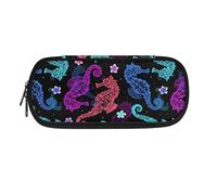 Garronmavis Simpatico astuccio Axolotl, astuccio con cavalluccio marino, astuccio per matite con ampia apertura, arte astratta moderna, grande capacità, astuccio per cancelleria, Tribù Cavalluccio