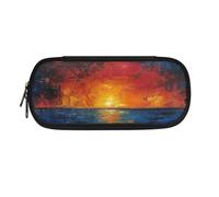 Garronmavis Simpatico astuccio Axolotl, astuccio con cavalluccio marino, astuccio per matite con ampia apertura, arte astratta moderna, grande capacità, astuccio per cancelleria, Tramonto Pittura A
