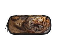 Garronmavis Simpatico astuccio Axolotl per adolescenti, divertente capibara e orso, organizer per cancelleria per studenti scolastici, Tigre africana della giungla, Zaino per la scuola