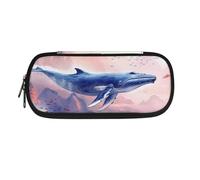 Garronmavis Simpatico astuccio con cucciolo di Corgi con tasca con cerniera, materiale scolastico con squalo acquerello, astuccio per penne verde della foresta, Balena oceanica, Zaino per la scuola