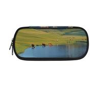 Garronmavis Simpatico astuccio con cucciolo di Corgi con tasca con cerniera, materiale scolastico con squalo acquerello, astuccio per penne verde della foresta, Bestiame Ranch, Zaino per la scuola