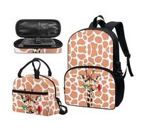 Garronmavis Spalsh - Set di 3 zaini per la scuola con pittura fluida da 43,2 cm, motivo mandala, motivo fiore di loto, Rosa Rossa Giraffa Spot, Set di zaini per la scuola