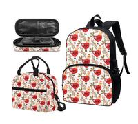 Garronmavis Tiger Paper Carving - Set di 3 zaini da scuola da 43,2 cm per adolescenti con motivo floreale acquerello, motivo chitarra fumetto, Pollo Rosso Cartone animato, Set di zaini per la scuola