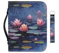 Garronmavis Van Gogh - Custodia per libri biblici con cerniera, motivo ninfee retrò, 2 pezzi, per bibbia e arti dell'impressionismo - L