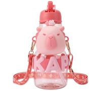 Garrrdenfurni Graziosa bottiglia d'acqua, 850 ml, in plastica, per bambini, con cannuccia e cinturino regolabile, per scuola, viaggi, attività all'aperto, stile 2, in plastica