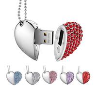 Garrulax Pendrive, USB Chiavette 8GB / 16GB / 32GB Premium Impermeabile Cuore Diamante ad alta velocità USB 2.0 dati, unità di memoria Flash Penna Disk Pen Drive