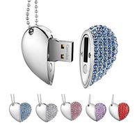 Garrulax Pendrive, USB Chiavette 8GB / 16GB / 32GB Premium Impermeabile Cuore Diamante ad alta velocità USB 2.0 dati, unità di memoria Flash Penna Disk Pen Drive