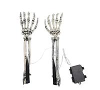 Garsent Decorazione di Halloween, Braccia Scheletrici da 2 Pc con Luce a LED, Spaventoso Mani Realistiche Ossea, Prova Dell'acqua e Polvere per il Percorso Spaventoso, Festa, Display (Bianco caldo)