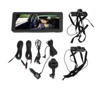 Garsent Dual Baby Car Camera per 2 Bambini, Display HD Ultrawide a Schermo Diviso da 6,86 "con Due Telecamere, Telecamere Rotabili a 360 Gradi, Ideali per Genitori, Nonni, Visione e