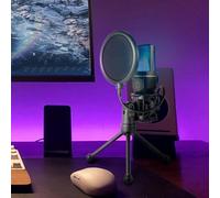 Garsent Microfono USB da Gioco per PC, Microfono a Condensatore a Doppia modalità, Indicatore RGB, Supporto per Treppiede, Riduzione del Rumore, Plug and Play per la Registrazione in