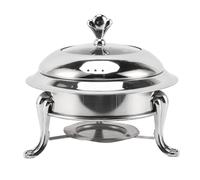 Garsent Scaldavivande in Acciaio Inossidabile Set da Buffet Scalda Buffet Rotondo con Coperchio, Server di Catering Portatile Riscaldamento a Combustibile per Pentola Calda per Banchetti di Nozze,